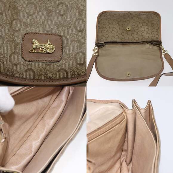 CELINE C Sulky Shoulder Bag Coated Canvas Beige Gold - Picture 11 of 12